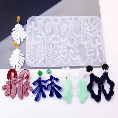 Moule silicone n°10 pour réaliser des boucles d'oreilles en résine - Transparent