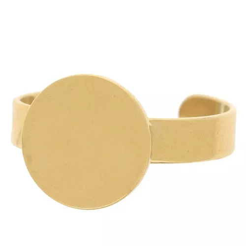 Bague plateau réglable pour cabochon fond plat 12mm Acier inoxydable 316L Doré x1