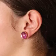 Clous d'oreilles pour cabochon fond plat 14 mm - Acier inoxydable 304 Doré x2