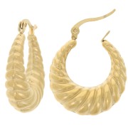 Créoles torsadées bombées 25 mm - Acier inoxydable 304 Doré x2|raw }}