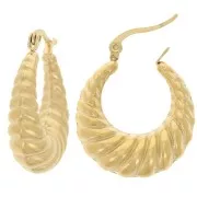 Créoles torsadées bombées 25 mm - Acier inoxydable 304 Doré x2