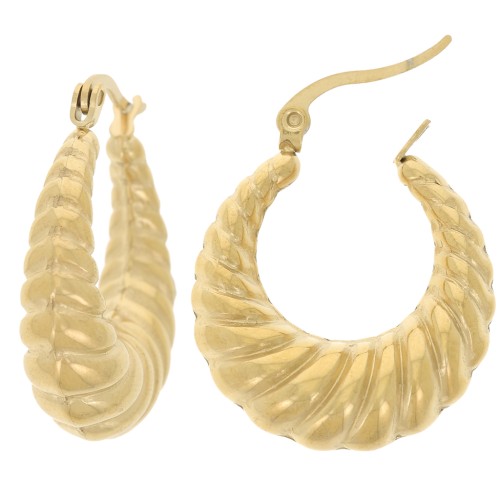 Créoles torsadées bombées 25 mm - Acier inoxydable 304 Doré x2