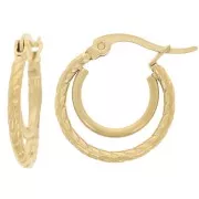 Créoles double fil 18 mm - effet corde - Acier inoxydable 304 Doré x2