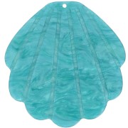 Pendentif coquillage en acétate 50x48 mm - Bleu paon nacré x1|raw }}