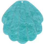 Pendentif coquillage en acétate 50x48 mm - Bleu paon nacré x1