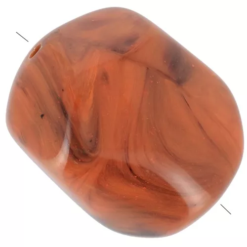 Perle baroque irrégulière en résine opaque 22x17 mm - Terracotta marbré x1