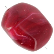 Perle baroque irrégulière en résine opaque 22x17 mm - Marbré Rouge foncé pailleté