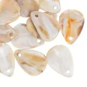 Sequins pétales de fleurs incurvés 17 mm en acrylique - Marbré beige - Marron x15