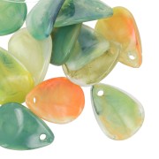 Sequins pétales de fleurs incurvés 17 mm en acrylique - Marbré vert - Orange x15|raw }}