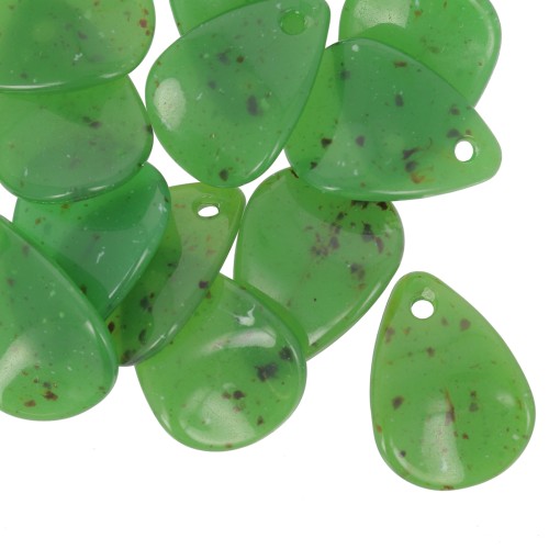 Sequins pétales de fleurs incurvés 17 mm en acrylique - Vert foncé tacheté x15