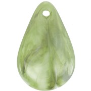 Sequins pétales de fleurs incurvés 24.5 mm en acrylique - Marbré olive - Blanc x6