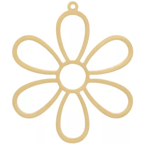 Pendentif fleur évidé 27.5 mm - Acier inoxydable 304 Doré x1