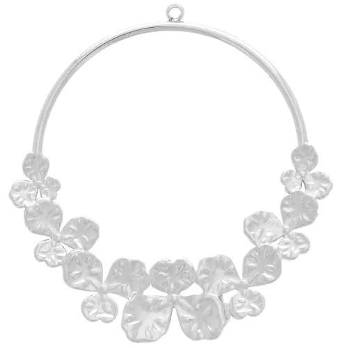 Pendentif cercle avec fleurs 38 mm - Acier inoxydable 304L x1