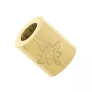 Perle tube 5x4 mm motif étoile du nord - Acier inoxydable 304L Doré x1
