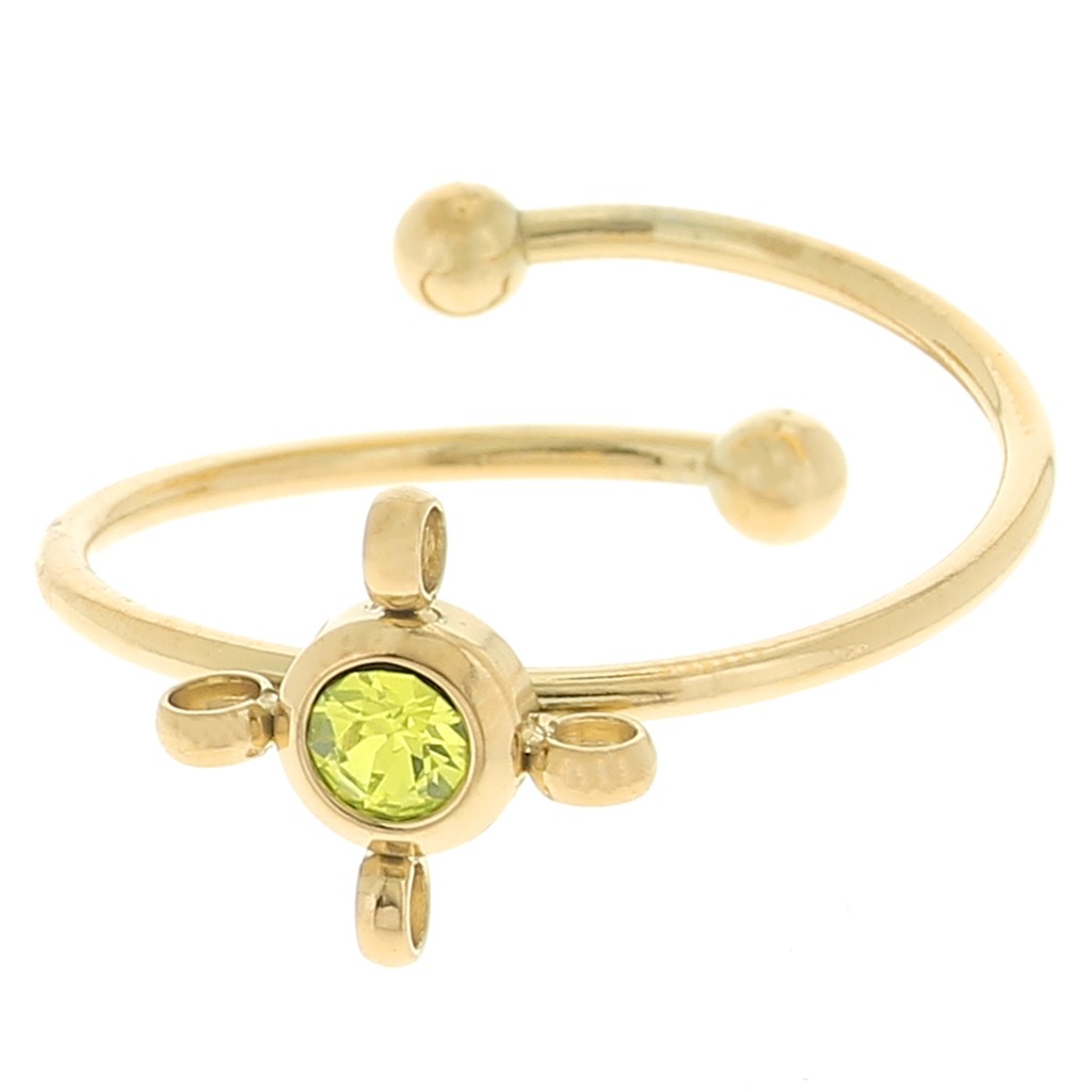 Bague Réglable Satellite Collection Espéranza - Bronze Avec Strass Et émail - Occasion - Style Romantique