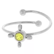 Bague réglable T54 à T58 avec 4 anneaux & pour cabochon 1088 3mm - Acier inox 304L