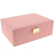 Boîte à bijoux Louise en velours 23x17x8.5 cm - Maison Scarlett - Rose clair x1