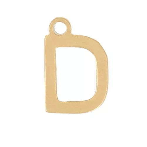 Breloque lettre alphabet 7 mm - D - Acier inoxydable 304 Doré x1