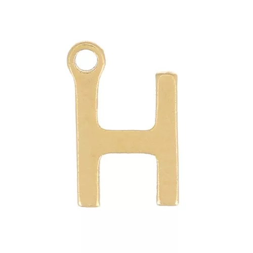 Breloque lettre alphabet 7 mm - H - Acier inoxydable 304 Doré x1