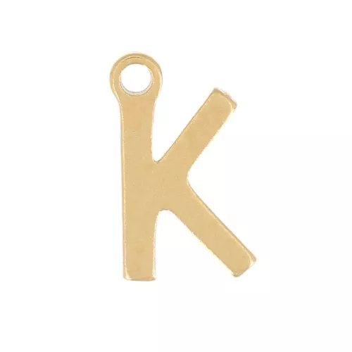 Breloque lettre alphabet 7 mm - K - Acier inoxydable 304 Doré x1