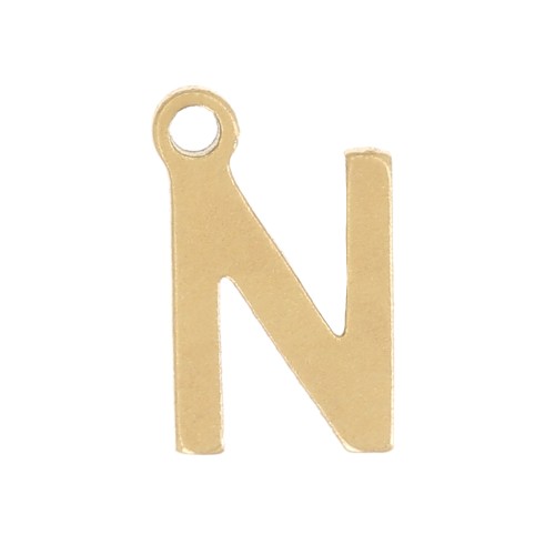 Breloque lettre alphabet 7 mm - N - Acier inoxydable 304 Doré x1