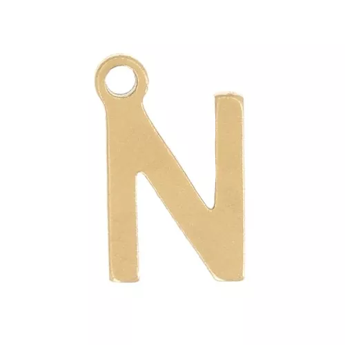 Breloque lettre alphabet 7 mm - N - Acier inoxydable 304 Doré x1