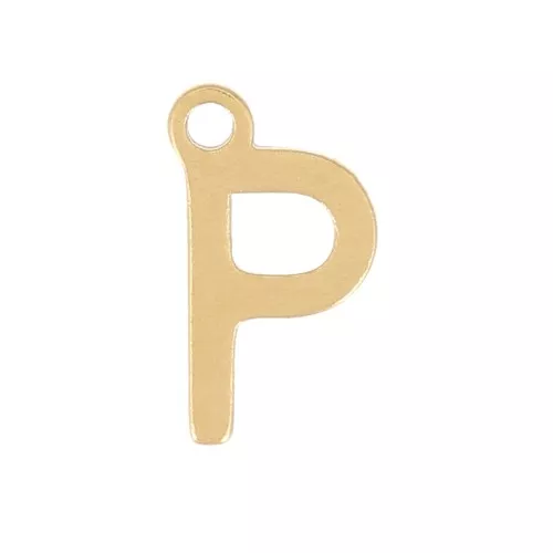 Breloque lettre alphabet 7 mm - P - Acier inoxydable 304 Doré x1