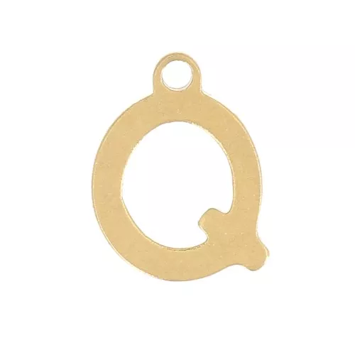 Breloque lettre alphabet 7 mm - Q - Acier inoxydable 304 Doré x1