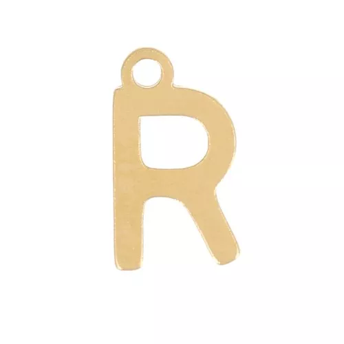 Breloque lettre alphabet 7 mm - R - Acier inoxydable 304 Doré x1