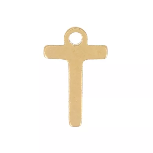 Breloque lettre alphabet 7 mm - T - Acier inoxydable 304 Doré x1