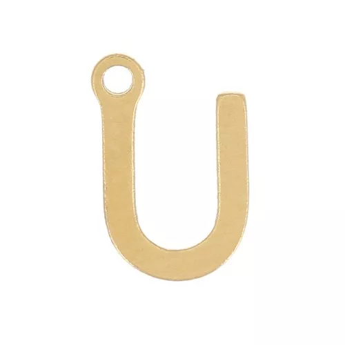 Breloque lettre alphabet 7 mm - U - Acier inoxydable 304 Doré x1