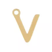Breloque lettre alphabet 7 mm - V - Acier inoxydable 304 Doré x1
