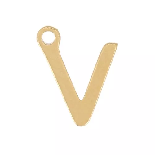 Breloque lettre alphabet 7 mm - V - Acier inoxydable 304 Doré x1