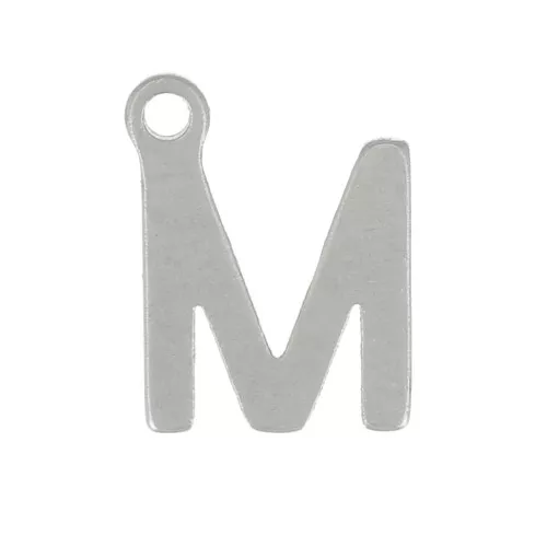 Breloque lettre alphabet 7 mm - M - Acier inoxydable 304 x1