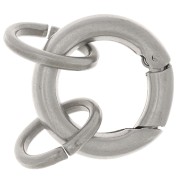 Fermoir rond mousqueton 21 mm avec 2 anneaux ouverts - Acier inoxydable 316L x1