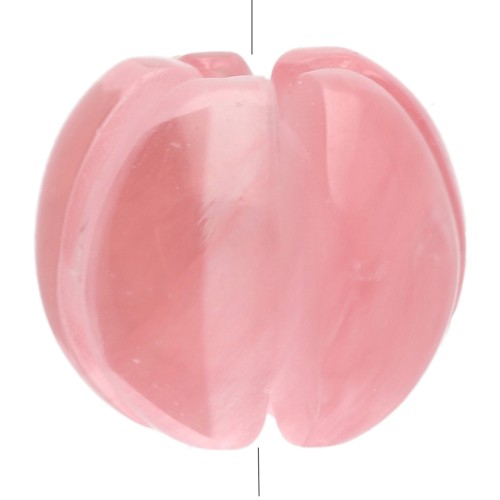 Perle citrouille 8.5 mm en pierre gemme teintée - Calcédoine Rose x1