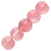 Perle citrouille 8.5 mm en pierre gemme teintée - Calcédoine Rose x1