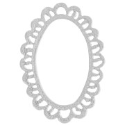 Pendentif chandelier ovale 41x29 mm effet dentelle - Argenté x1|raw }}