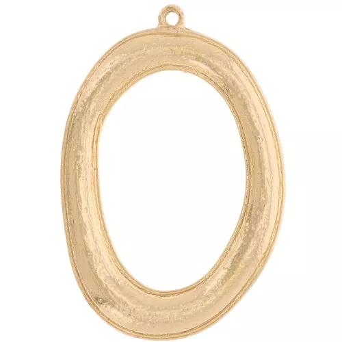 Pendentif ovale irrégulier bombé texturé 43x29 mm - Doré x1