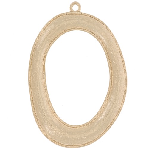 Pendentif ovale irrégulier bombé texturé 43x29 mm - Doré satiné x1