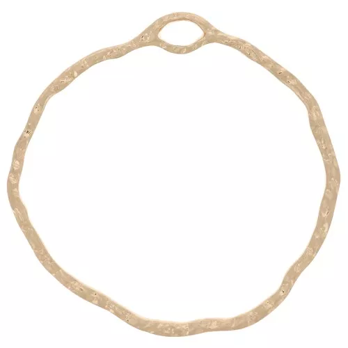 Pendentif cercle irrégulier martelé 35 mm - Doré satiné x1