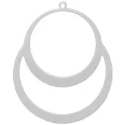 Pendentif double cercle design 49x40 mm - Rhodié x1