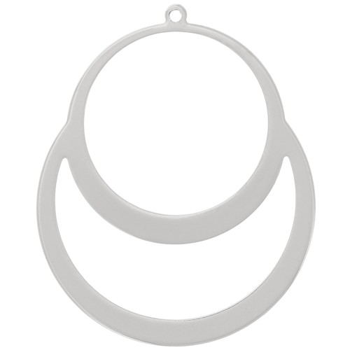 Pendentif double cercle design 49x40 mm - Rhodié x1