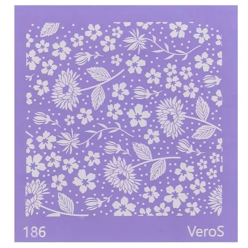 Silk Screen VeroS pour pâte polymère 90x90 mm - Motif fleurs n°186 x1