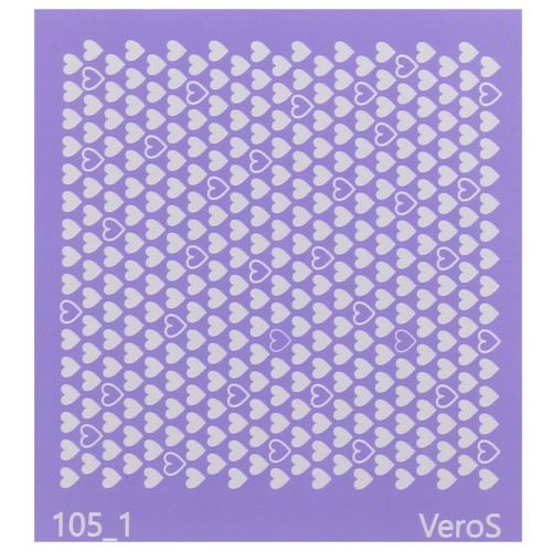 Silk Screen VeroS pour pâte polymère 90x90 mm - Motif petits coeurs n°105_1 x1