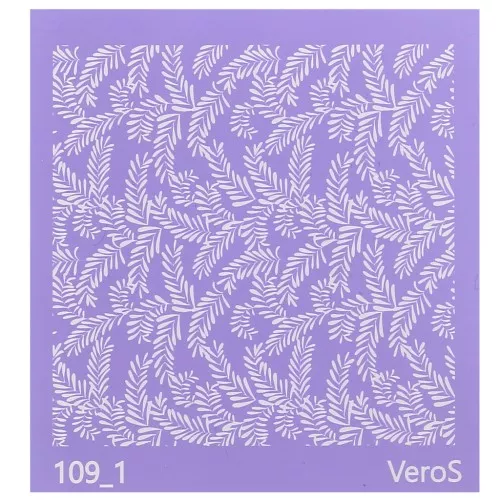 Silk Screen VeroS pour pâte polymère 90x90 mm - Motif feuillage 1 n°109_1 x1