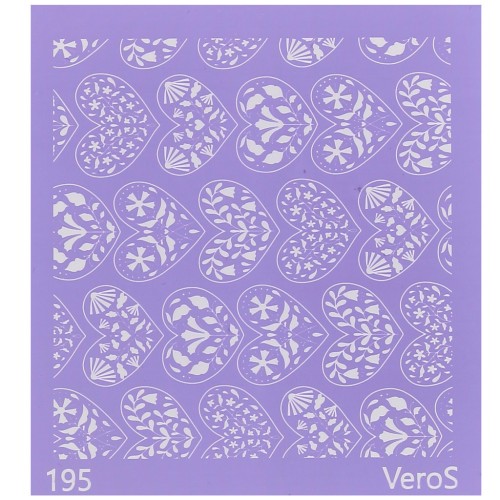 Silk Screen VeroS pour pâte polymère 90x90 mm - Motif coeurs fleuris n°195 x1
