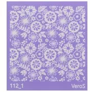 Silk Screen VeroS pour pâte polymère 90x90 mm - Motif floral n°112_1 x1