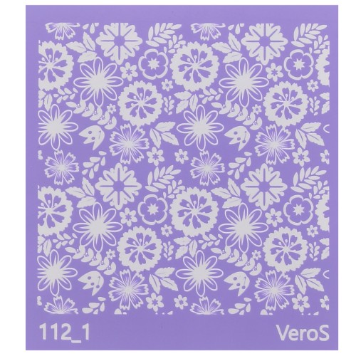 Silk Screen VeroS pour pâte polymère 90x90 mm - Motif floral n°112_1 x1