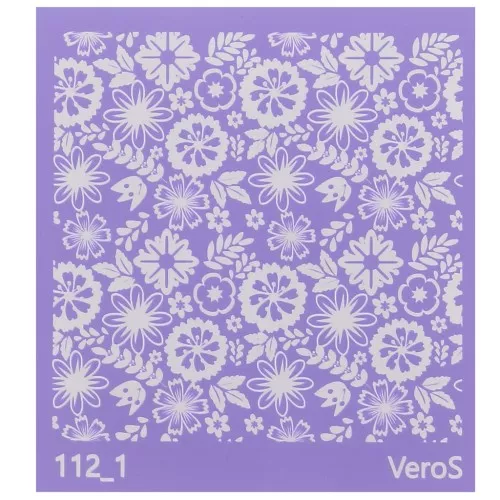 Silk Screen VeroS pour pâte polymère 90x90 mm - Motif floral n°112_1 x1